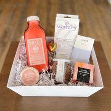 Load image into Gallery viewer, Create the perfect Custom Gift Box by Lit Decor and Gift with a bottle of pink liquid, round soap, candle, chocolate bar, microwaveable eye mask, heart-shaped chocolate, and a “You’re Wonderful” packet—an ideal gift for any occasion.