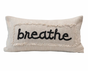 "Breathe" Embroidered Pillow