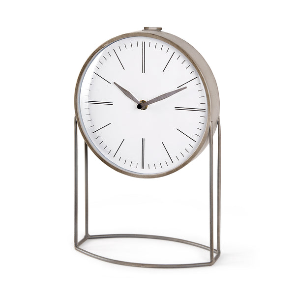 Gray Metal Table Clock