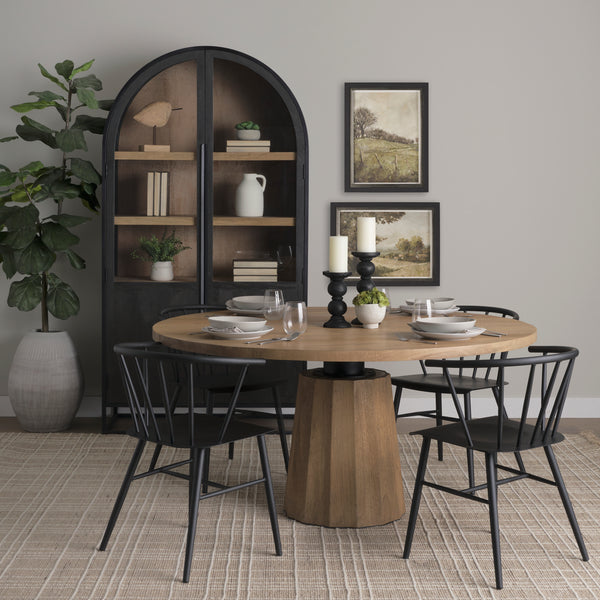 60" Wood Round Pedestal Dining Table