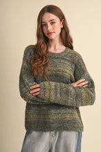 Load image into Gallery viewer, Speckled Knit Striped Sweater Pullover