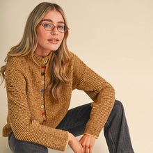 Load image into Gallery viewer, Striped Sweater Cardigan with Colorful Buttons