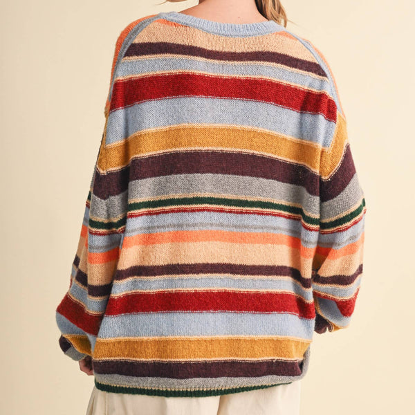 Multi-color Striped Oversized Sweater