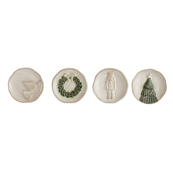 White Christmas Tidbit Plates