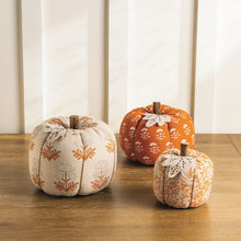 Load image into Gallery viewer, Block Print Stuffed Pumpkin