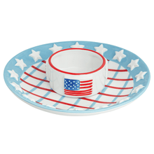 Load image into Gallery viewer, Star Rimmed Chip and Dip Plate w/ Bowl