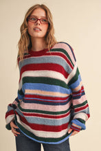 Load image into Gallery viewer, Multi-Colored Oversized Sweater Wood Pink Multi