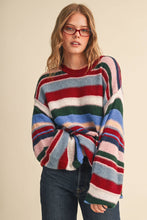 Load image into Gallery viewer, Multi-Colored Oversized Sweater Wood Pink Multi