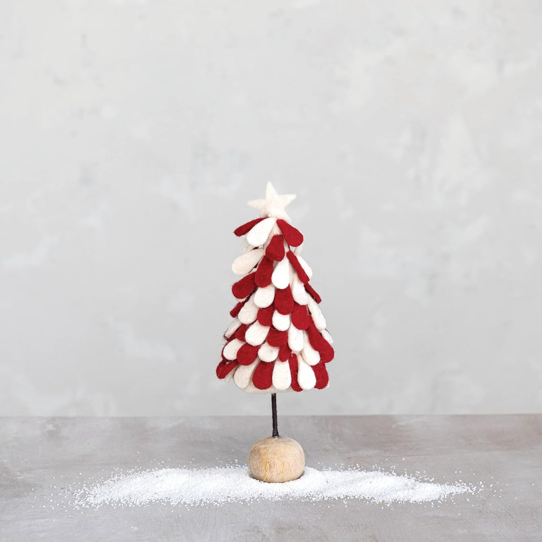 Star/Wood Base Wool Felt Tree