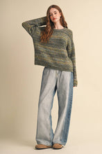 Load image into Gallery viewer, Speckled Knit Striped Sweater Pullover