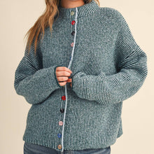 Load image into Gallery viewer, Striped Sweater Cardigan with Colorful Buttons