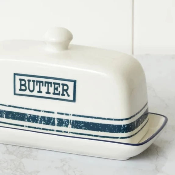 Blue Stripe Butter Dish