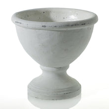 Load image into Gallery viewer, The Rustic White Compote is a plain white pedestal bowl with a rough, textured finish—ideal as a ceramic compote or floral arrangement vase, especially when styled against a white background.