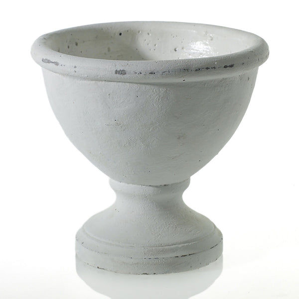The Rustic White Compote is a plain white pedestal bowl with a rough, textured finish—ideal as a ceramic compote or floral arrangement vase, especially when styled against a white background.