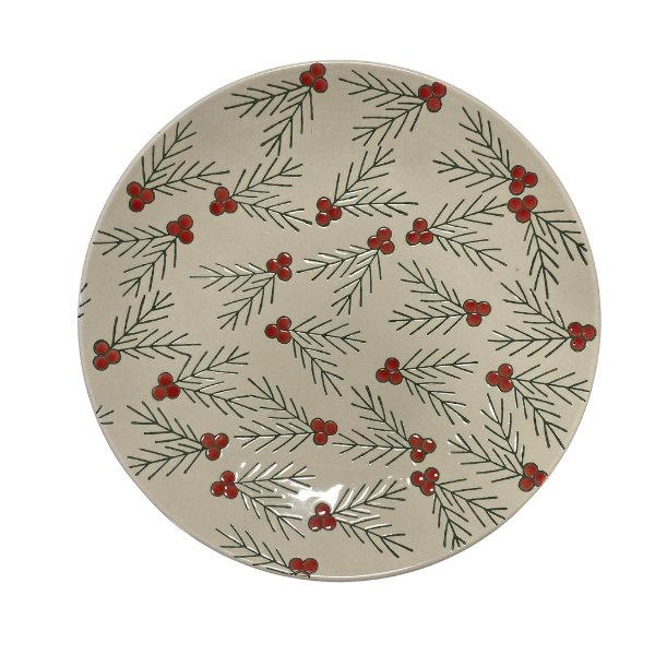 Hand Painted Floral Holly Plate