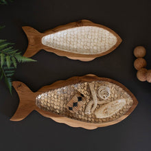 Load image into Gallery viewer, Carved Teak Fish w/ Capiz Detail
