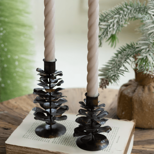 Pinecone Taper Holder, 2 Sizes