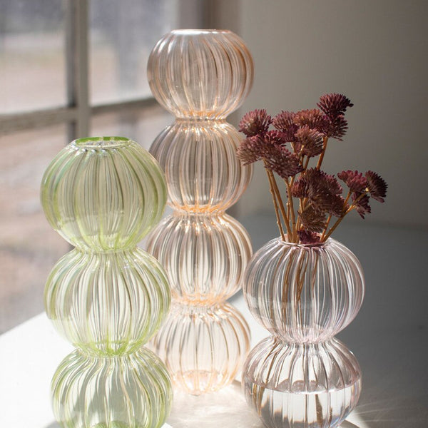 Fluted Glass Stacking Ball Vase