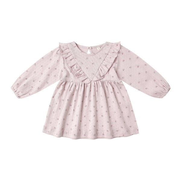 Long Sleeve Ruffle V Dress