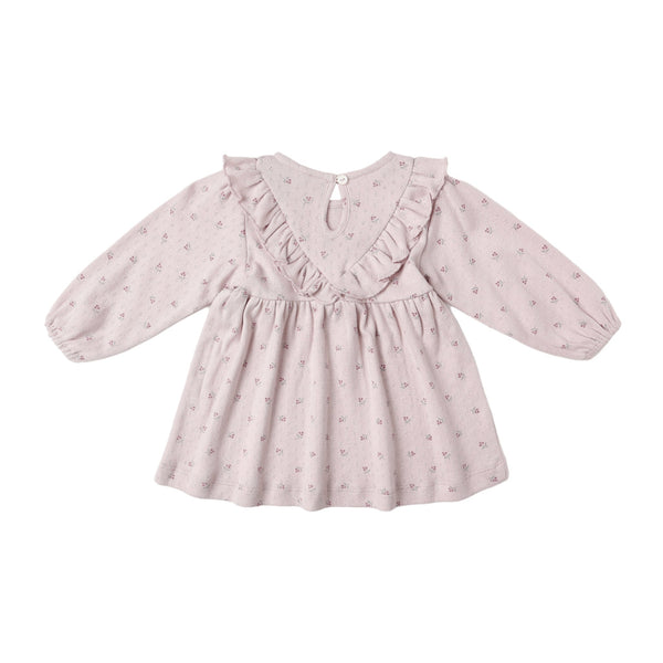 Long Sleeve Ruffle V Dress
