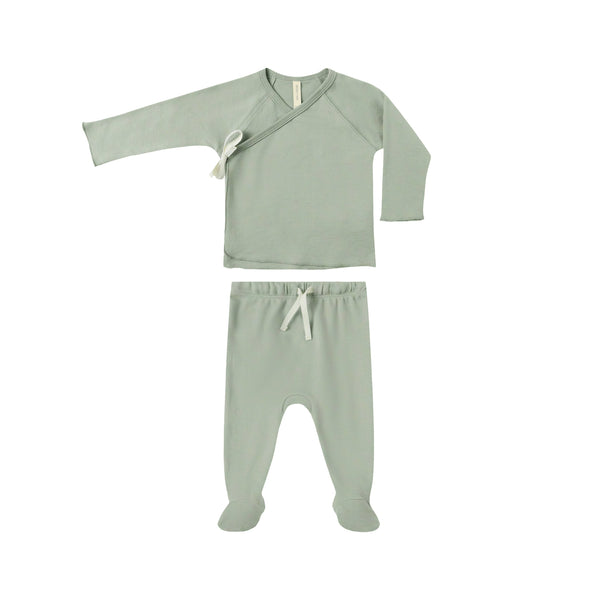 Wrap Top + Footed Pant Set