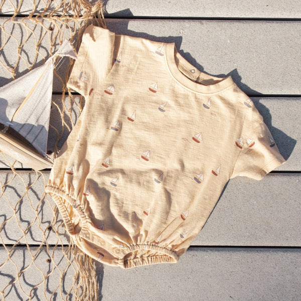 Relaxed Bubble Romper - Sailboats