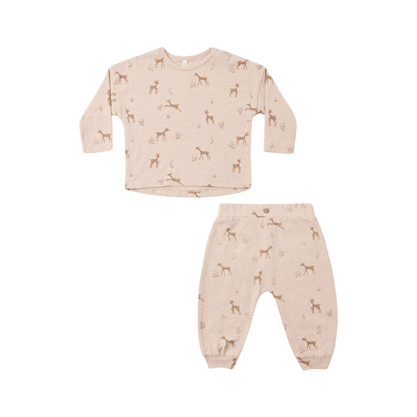 Long Sleeve Tee + Pant Set - Fawns
