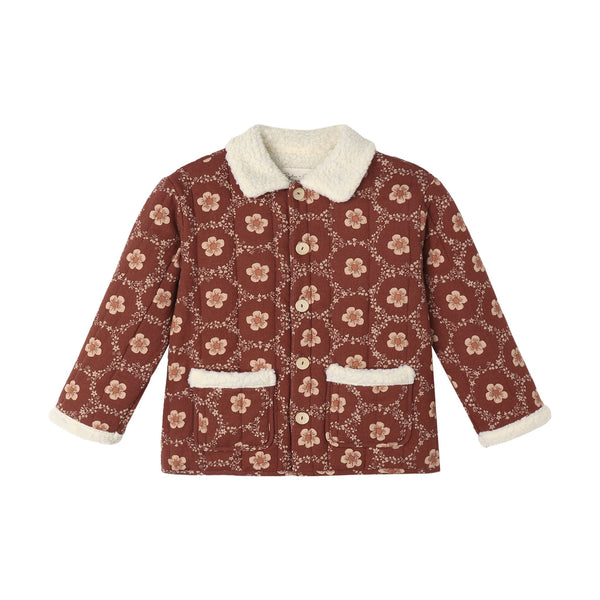 Quilted Coat - Brick Daisies