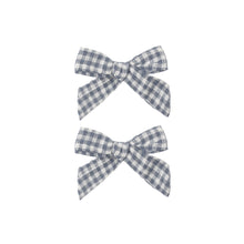 Load image into Gallery viewer, Bows (set of 2) - marine gingham