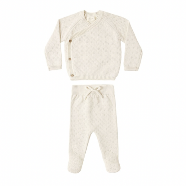Knit Wrap Top + Pant Set - Natural