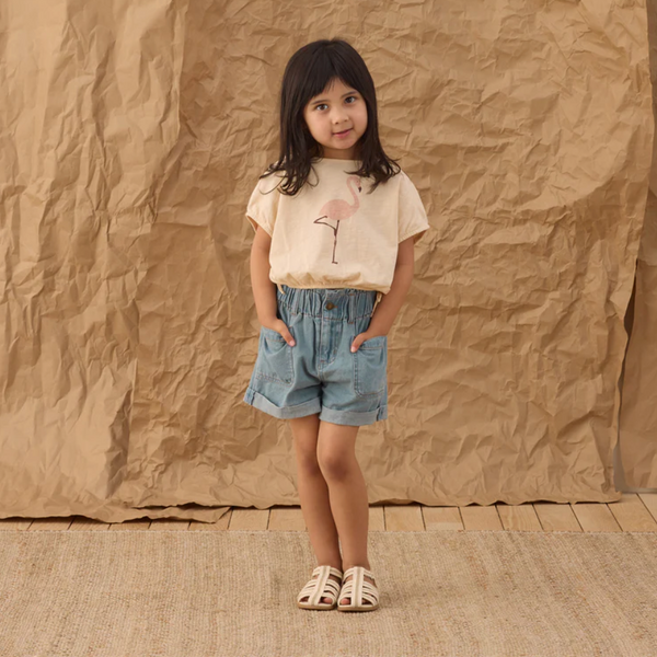 Cropped Cinch Tee - Flamingo