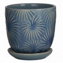 Load image into Gallery viewer, Blue Floral Patterned Planter
