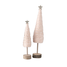 Load image into Gallery viewer, Glitter Wrapped Wool Cone Tree (2 different sizes)