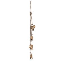 Load image into Gallery viewer, 25-3/4"H Metal Hearts on Jute Rope, Antique Brass Finish