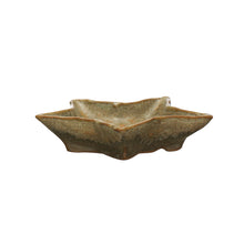 Load image into Gallery viewer, 4"L x 4"W Stoneware Star Shaped Plate, Reactive Glaze, Green 