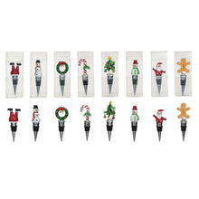 Load image into Gallery viewer, Zinc Alloy Wine Stopper w/ Hand-Painted Glass Holiday Icon, 8 Styles