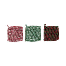 Load image into Gallery viewer, Melange Cotton Crocheted Pot Holder, 3 Styles
