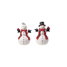 Load image into Gallery viewer, Stoneware Snowmen Salt &amp; Pepper Shakers, Set of 2 