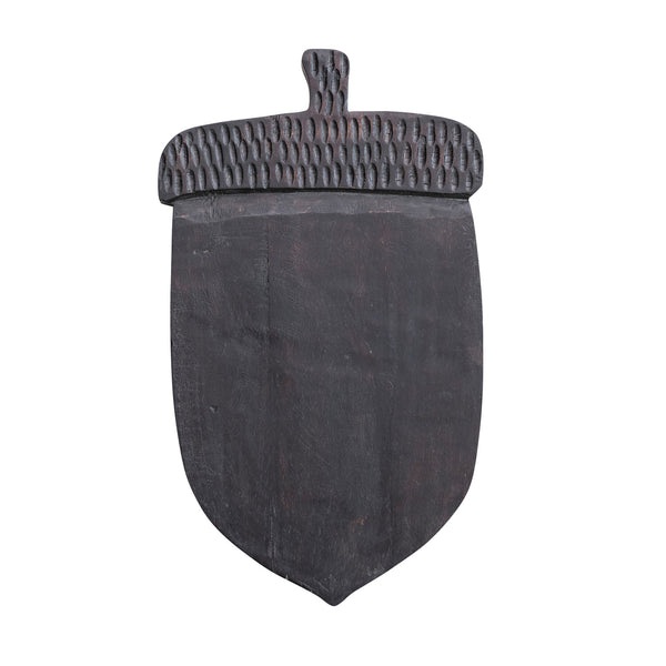 Hand-Carved Mango Wood Acorn Shaped Cheese/Serving Board, Espresso Finish