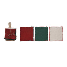 Load image into Gallery viewer, (3) Dish Cloths with Stitched Edge &amp; Cheese/Serving Board, Set of 4 Tied with Jute