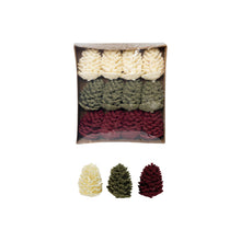 Load image into Gallery viewer, Faux Pinecones with Glitter, Burgundy, Boxed Set of 9