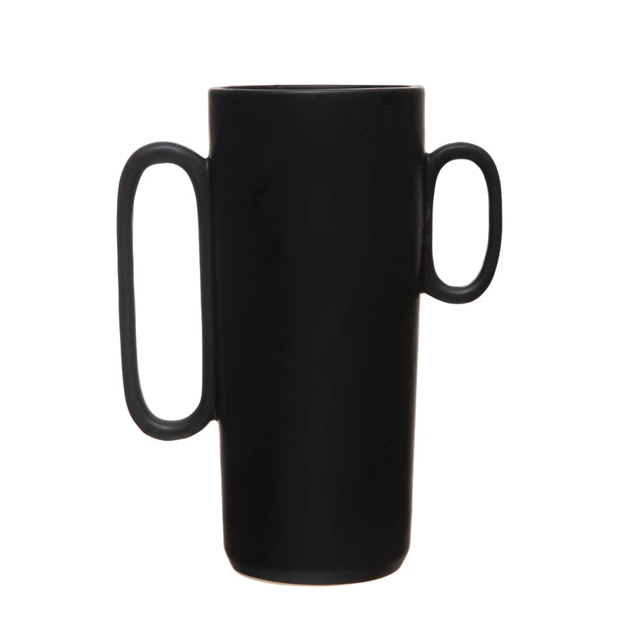 Black Vase w/ Asymmetrical Handles