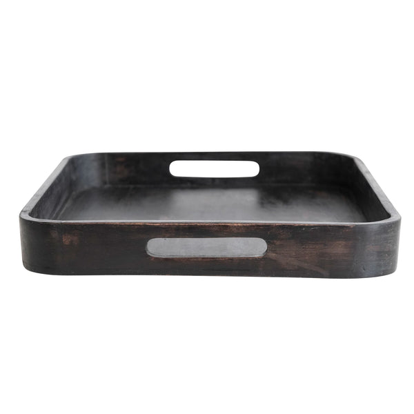 Decorative Mango Wood Tray w/ Handles