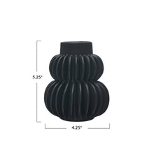 Load image into Gallery viewer, Black Pleated Vase