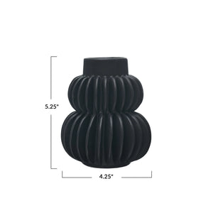 Black Pleated Vase