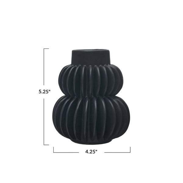 Black Pleated Vase