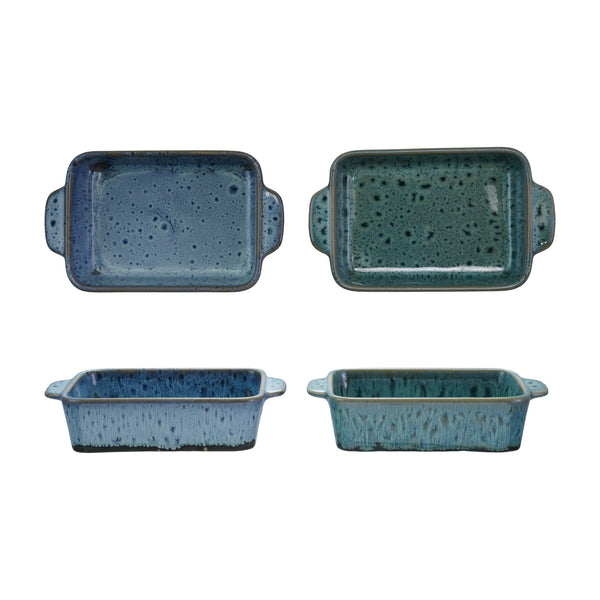 Blue/Green Glazed Stoneware Baker