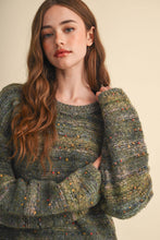 Load image into Gallery viewer, Speckled Knit Striped Sweater Pullover