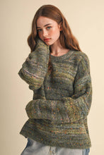 Load image into Gallery viewer, Speckled Knit Striped Sweater Pullover