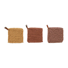 Load image into Gallery viewer, 8" Warm Tone Crocheted Pot Holder